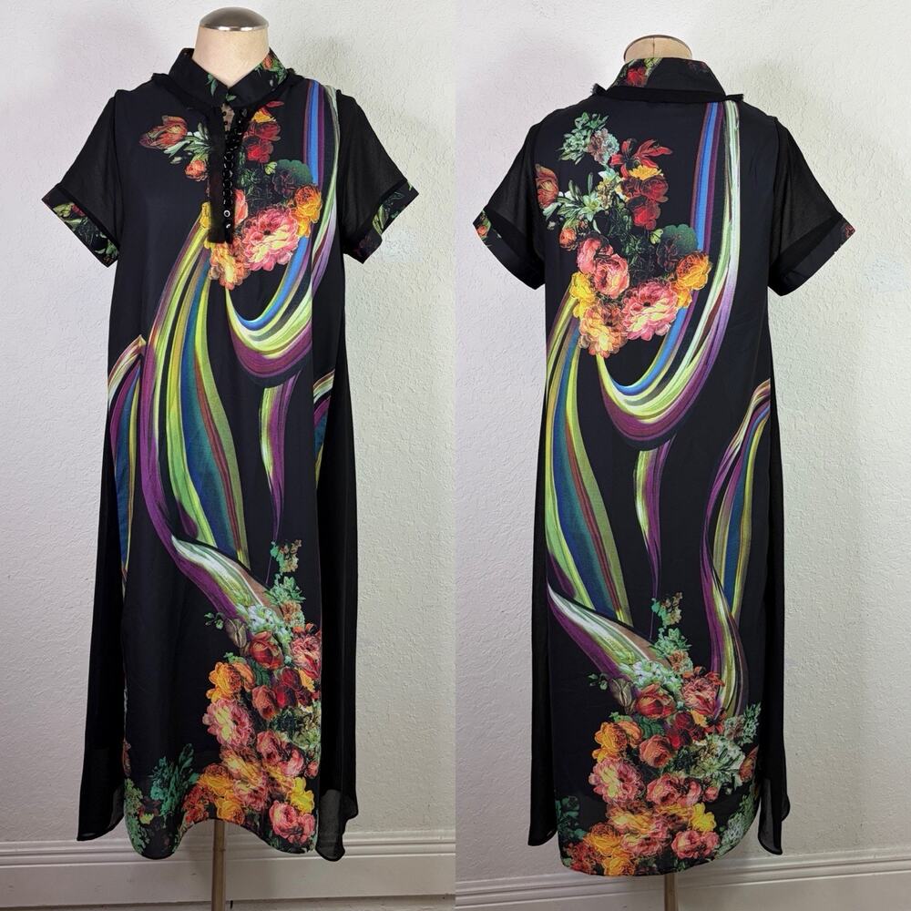 Unbranded Midi Dress Floral Print Size S ?? (Measurements Below), Summer, Spring